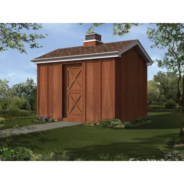 Gable storage shed has a cupola on the roof adding charm and great country style