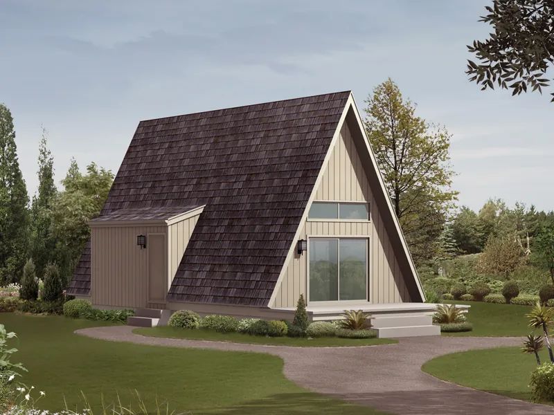 Mountain House Plan Front Image - Gables Ridge A-Frame Cabin Home 002D-7513 | House Plans and More