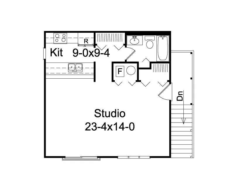 Building Plans Second Floor - Parker Studio Apartment Garage 002D-7525 | House Plans and More