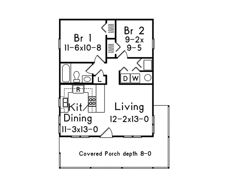 Beach & Coastal House Plan First Floor - Edgebriar Cabin Home 002D-7531 | House Plans and More