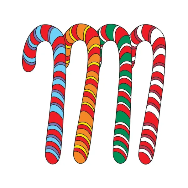 Four colorful candy canes in this yard art pattern