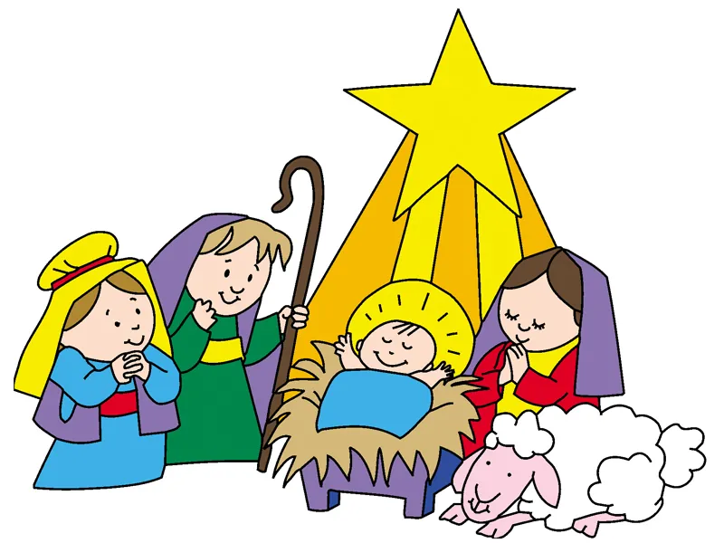 Cute nativity scene with star above