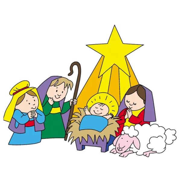 Cute nativity scene with star above