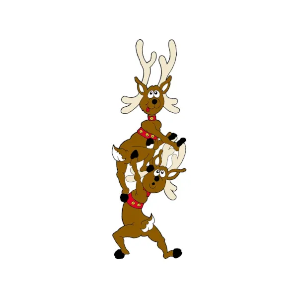 Climbing reindeer are a cute and funnny holiday scene