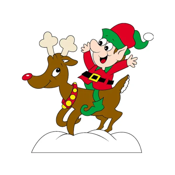 The elf on reindeer has a great animated look children will love