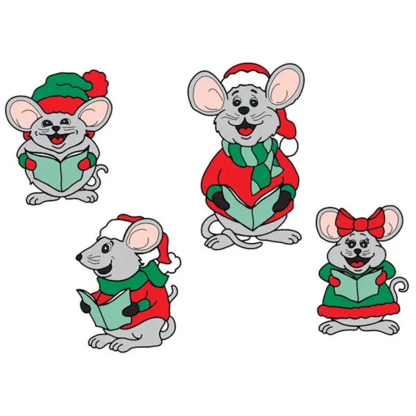 Four traditional caroling mice