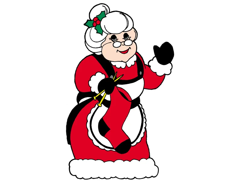 Mrs. Claus waving adds a welcoming decoratio to your yard