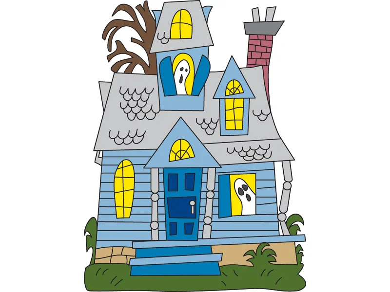 This fun and colorful ghost house is the perfect addition to your Halloween backyard display