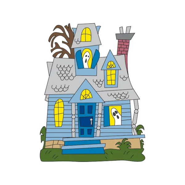 This fun and colorful ghost house is the perfect addition to your Halloween backyard display