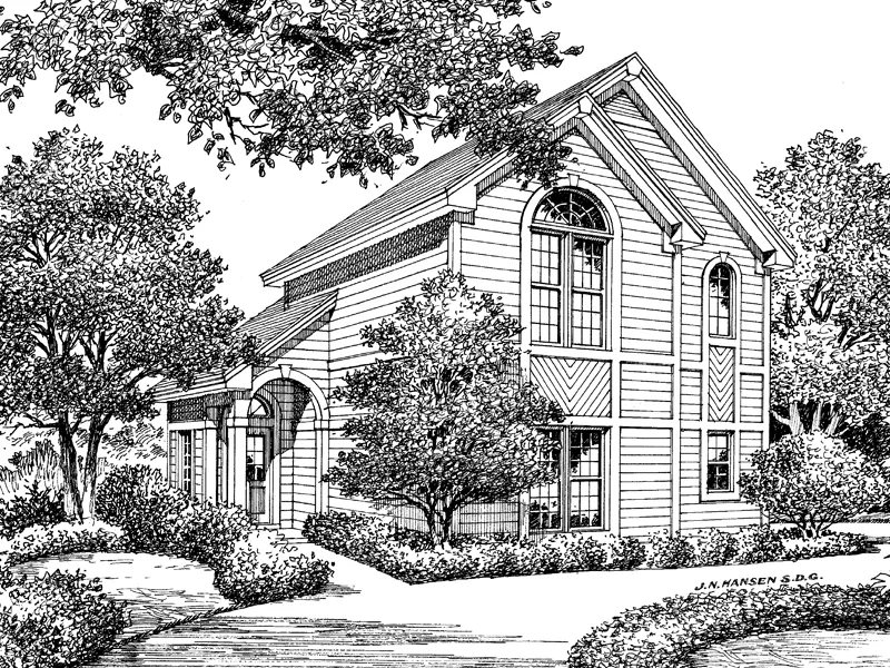Colonial House Plan Front Image of House - Bridgefield Atrium Apartment 007D-0073 | House Plans and More