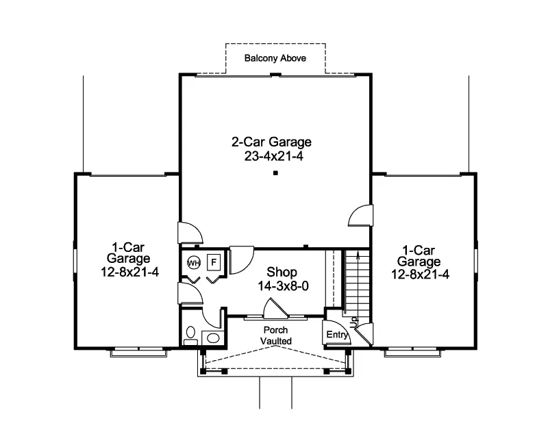 Cabin & Cottage House Plan First Floor - Dunhill Apartment Garage 007D-0144 | House Plans and More