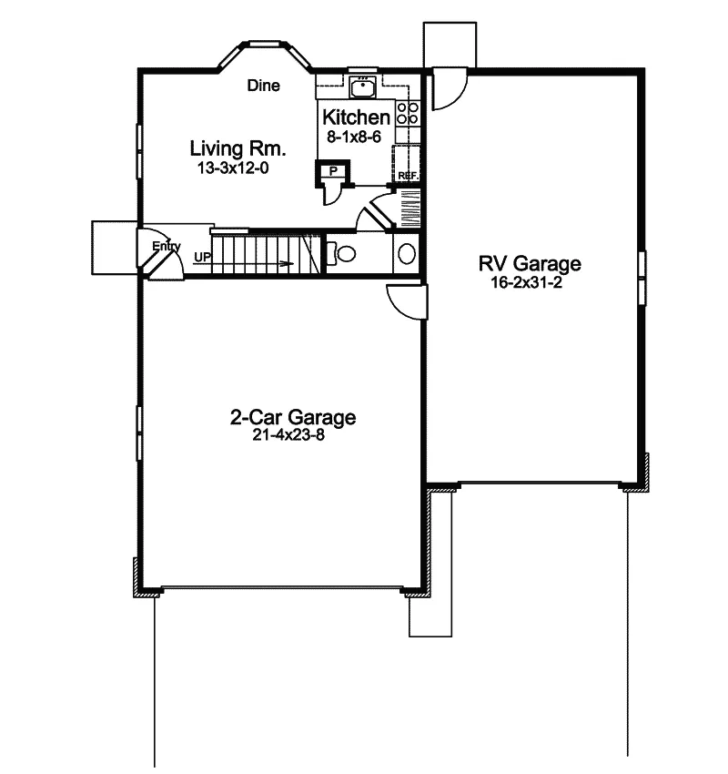 Cabin & Cottage House Plan First Floor - Stonetrail Apartment Garage 007D-0189 | House Plans and More