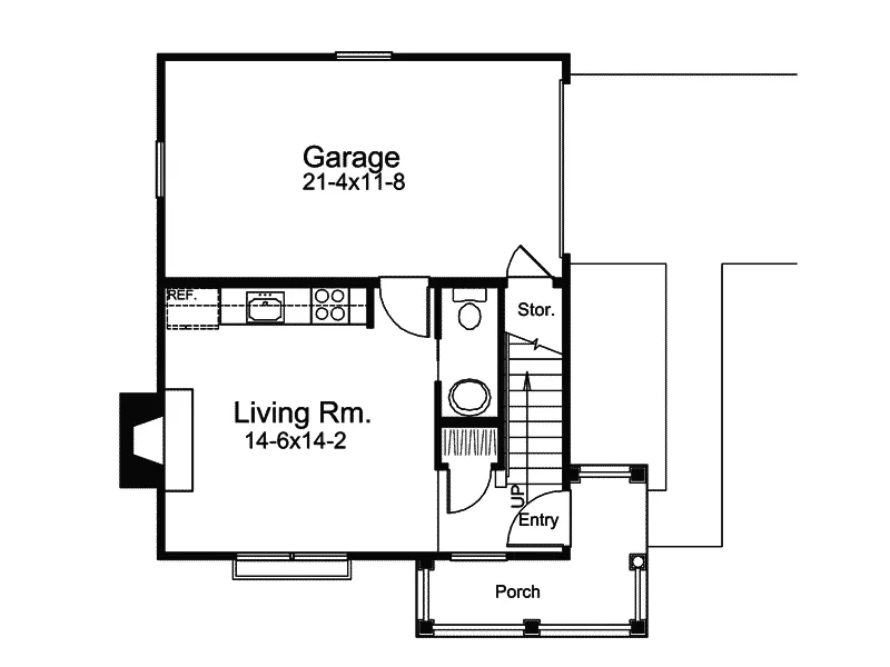 Saltbox House Plan First Floor - Pinewood Apartment Garage 007D-0191 | House Plans and More