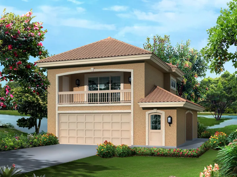 Sunbelt House Plan Front of Home - Fresno Bay Apartment Garage 007D-0242 | House Plans and More