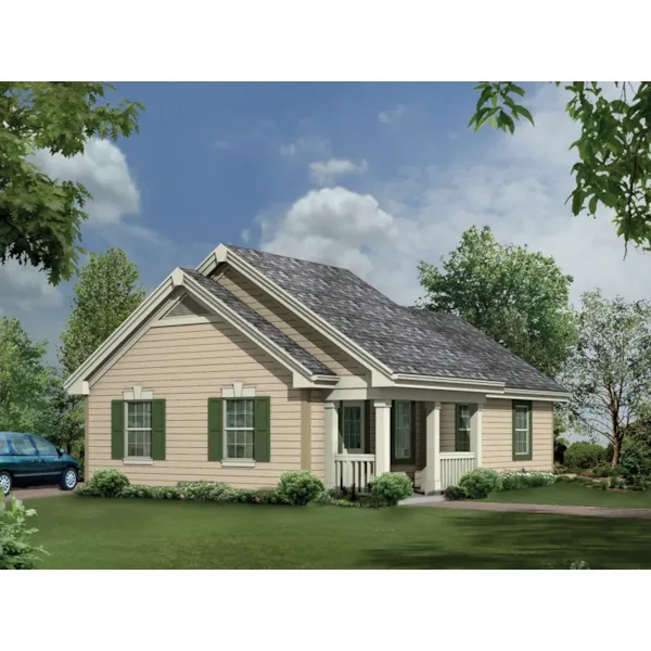 This is a four-car garage that looks like a quaint cottage style home plan on all one-story