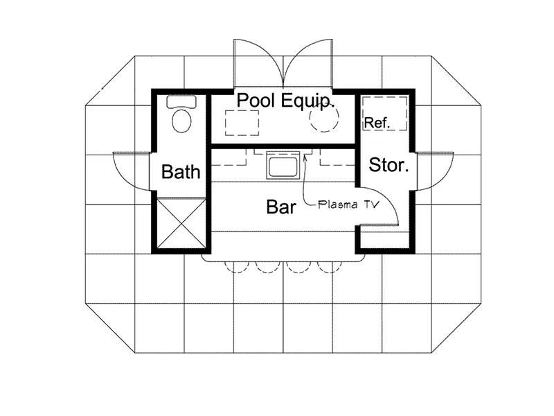 Building Plans First Floor - Coolwater Pool Cabana With Bar 009D-7525 | House Plans and More