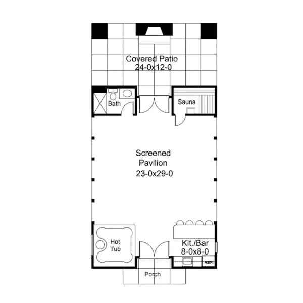 Building Plans First Floor - Ellendale Trail Screen Pavilion 009D-7530 | House Plans and More