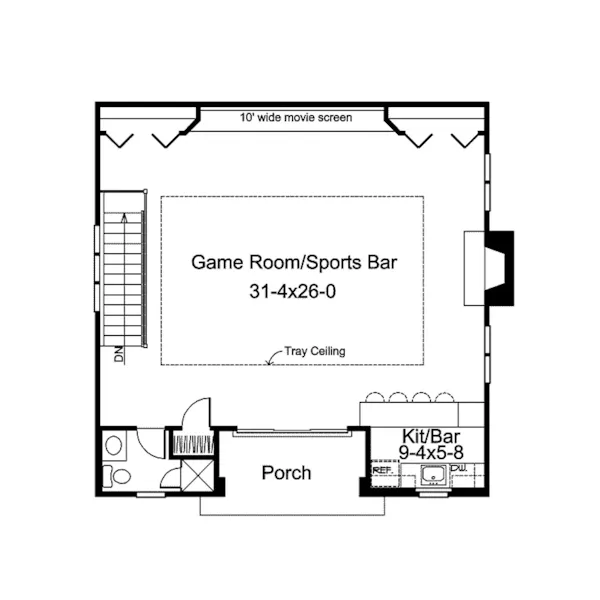 Building Plans Second Floor - Laronda Game Room / Sports Bar 009D-7533 | House Plans and More