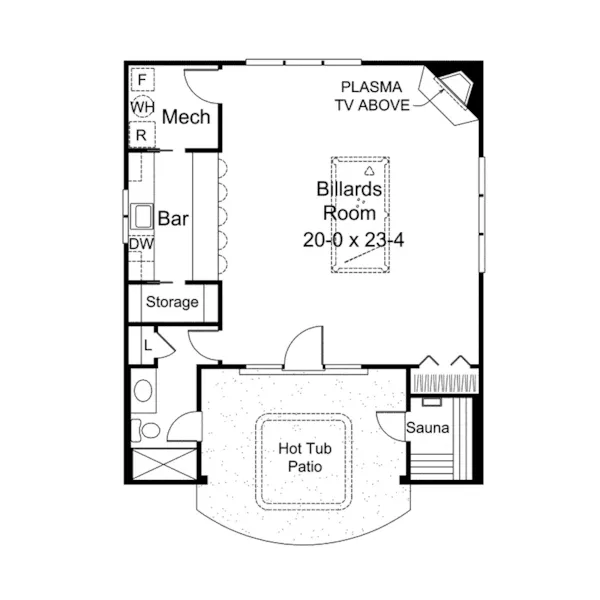 Building Plans First Floor - Marisela Billards Room  009D-7542 | House Plans and More