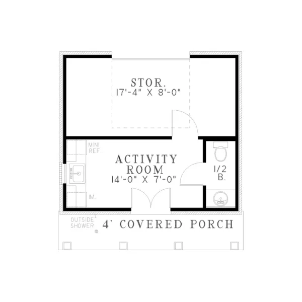 Building Plans First Floor - Tilly Poolhouse 055D-1027 | House Plans and More