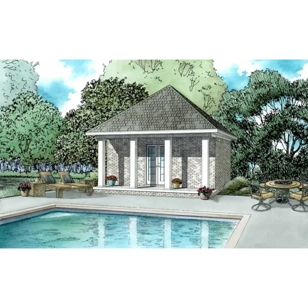 Building Plans Front of Home - Tilly Poolhouse 055D-1027 | House Plans and More