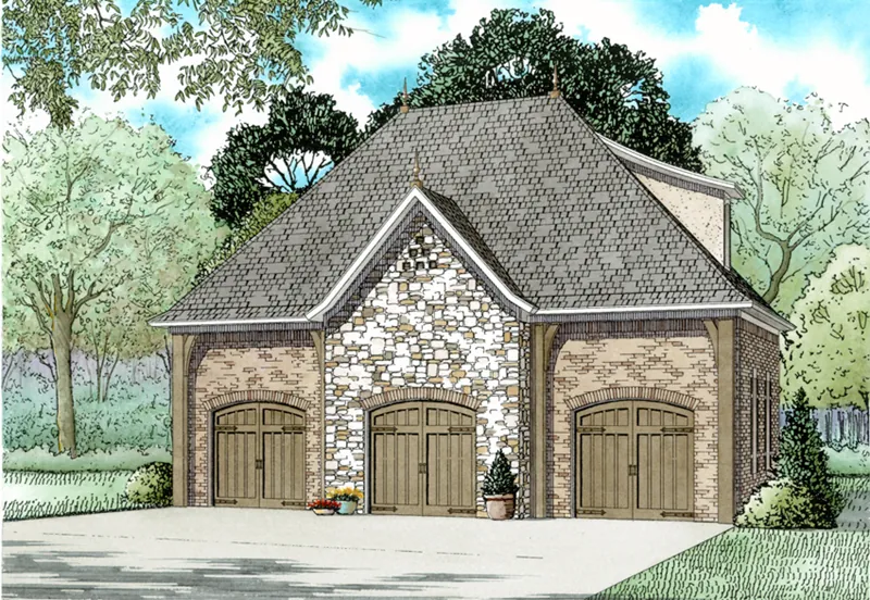 Traditional House Plan Front of Home - LeAnn European Garage 055D-1032 | House Plans and More