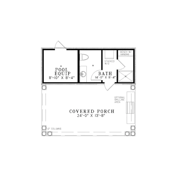 Traditional House Plan First Floor - Christi Poolhouse 055D-1038 | House Plans and More