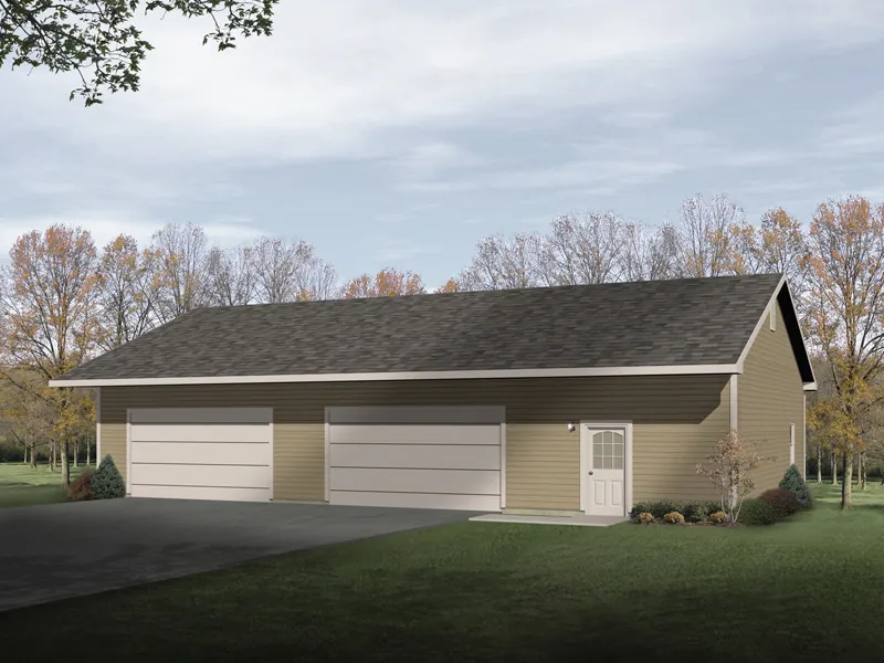 Large four-car garage is a style that would look great with any house plan