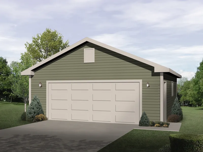 Versatile two-car garage design works great with any style of home plan