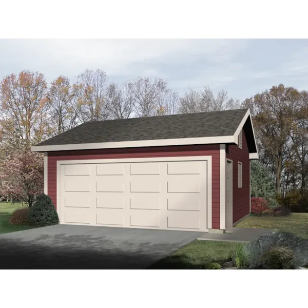 Classic two-car garage with siding exterior