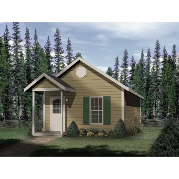 Traditional style cottage has covered front porch and steep roof pitch