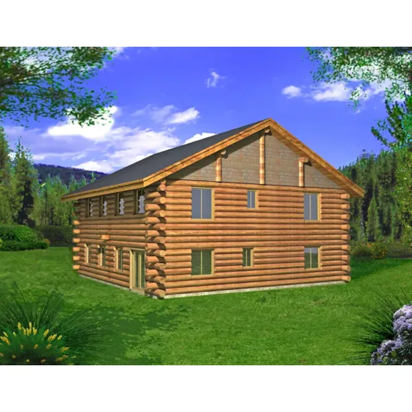 Building Plans Front of Home - Waggoner Rustic Log Home 088D-0406 | House Plans and More