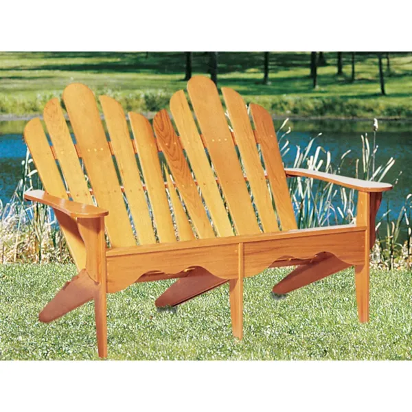 Rustic unpainted wood adirondack loveseat