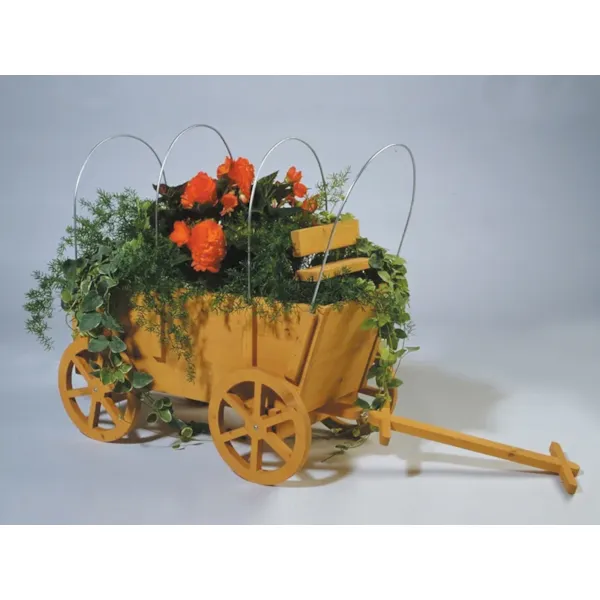 All wood covered wagon planter