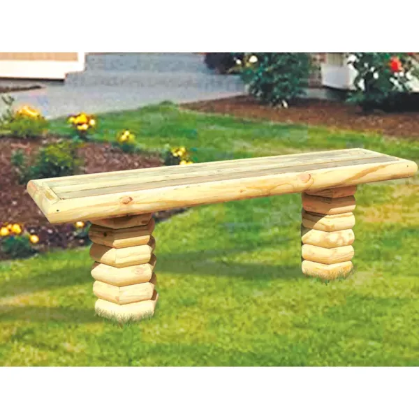 Landscape timber bench is te perfect style for a log home plan