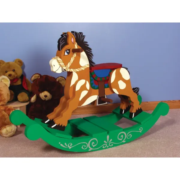 Old-fashioned rocking horse can be painted to match the décor and color scheme of your children's bedroom