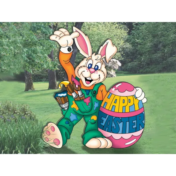 Bunny artist yard art pattern is a Easter bunny with large Easter egg