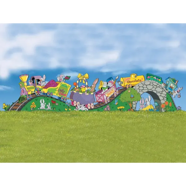 Bunny train is a fun and colorful yard art pattern of an Easter bunny train