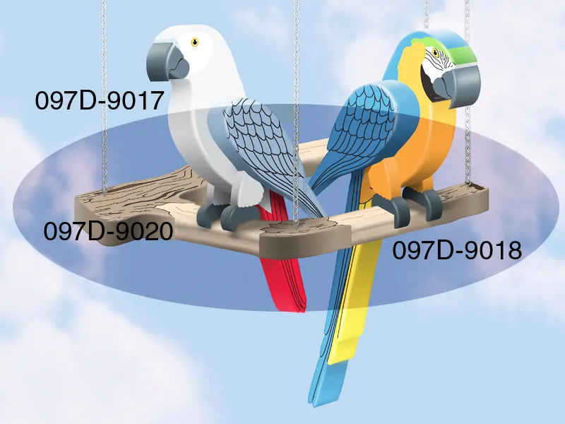 The perch provides the perfect place for the 3D birds to sit 
