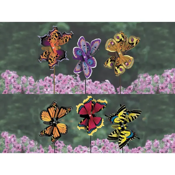 Six different style beautiful butterfly whirligigs add whimsey, color and movement to your favorite flower garden