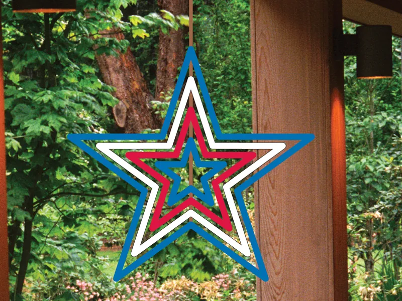 This windspinner star adds great color and motion to your backyard