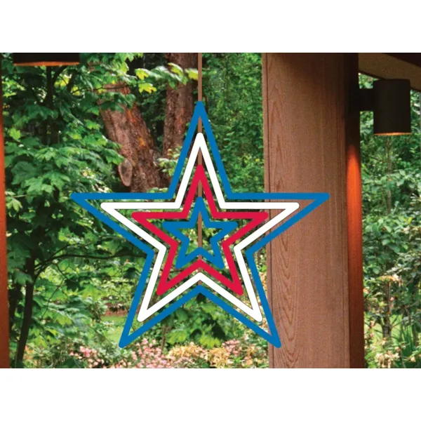 This windspinner star adds great color and motion to your backyard