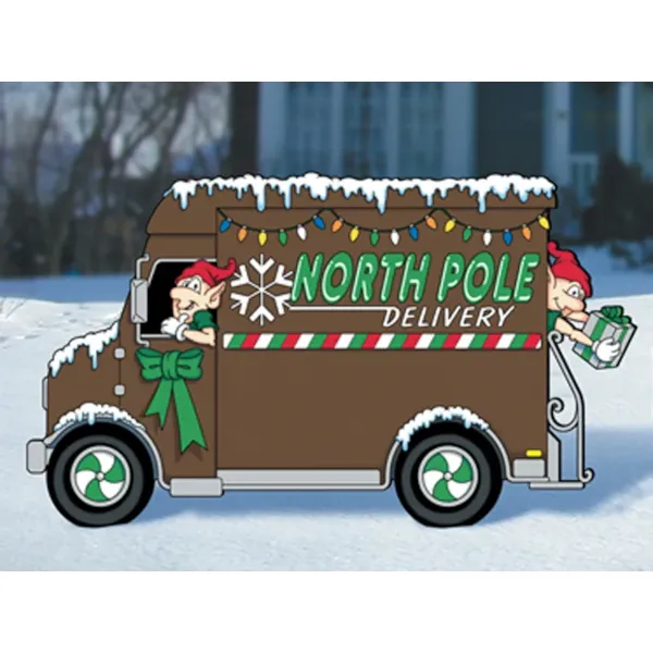 North Pole delivery truck helps to create a fun and exciting Christmas scene