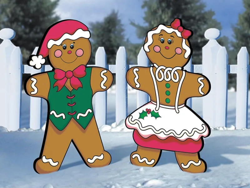 Light-hearted gingerbread man and woman are nostalgic Christmas decorations