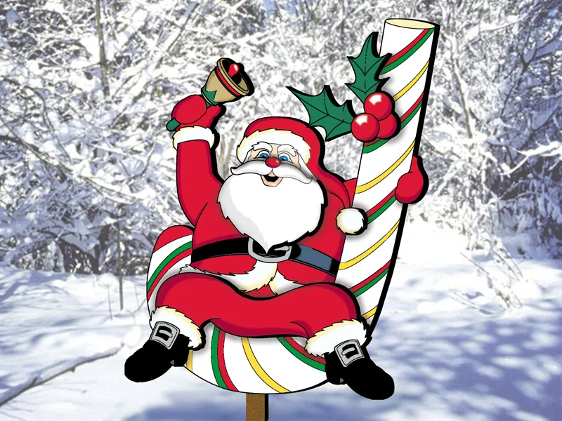 Cute candy cane Claus is a festive outdoor decoration