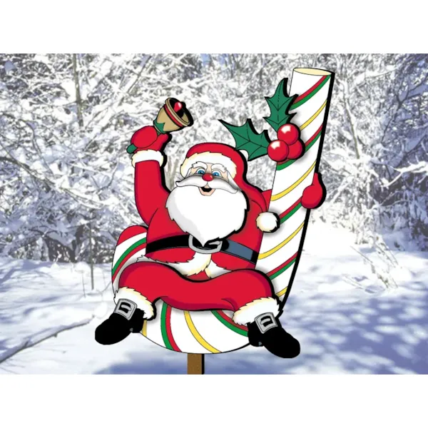 Cute candy cane Claus is a festive outdoor decoration