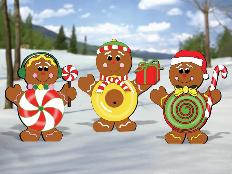 Gingerbread candy kids looks great with the gingerbread train and add to the colorful scene