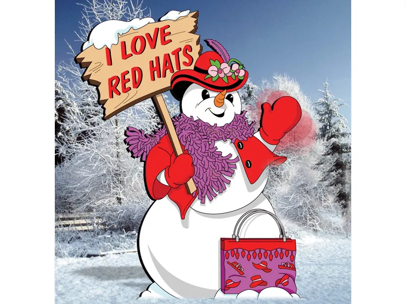Red hat snow woman is a beloved style pattern