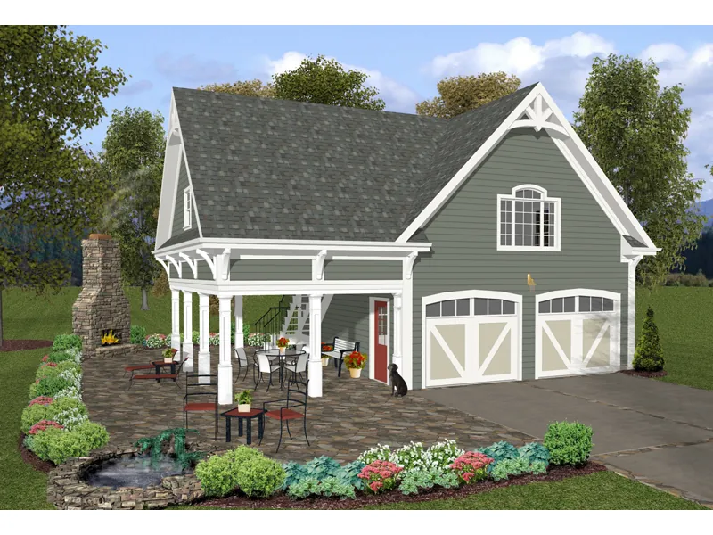Building Plans Front of Home - Karisma Garage And Covered Porch 108D-6000 | House Plans and More