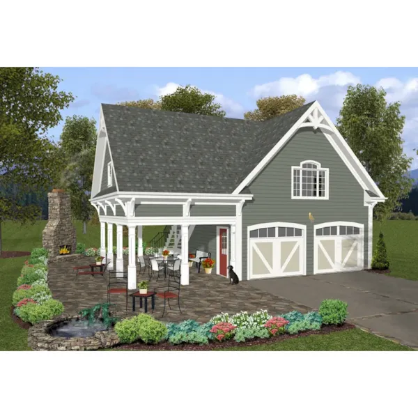 Building Plans Front of Home - Karisma Garage And Covered Porch 108D-6000 | House Plans and More